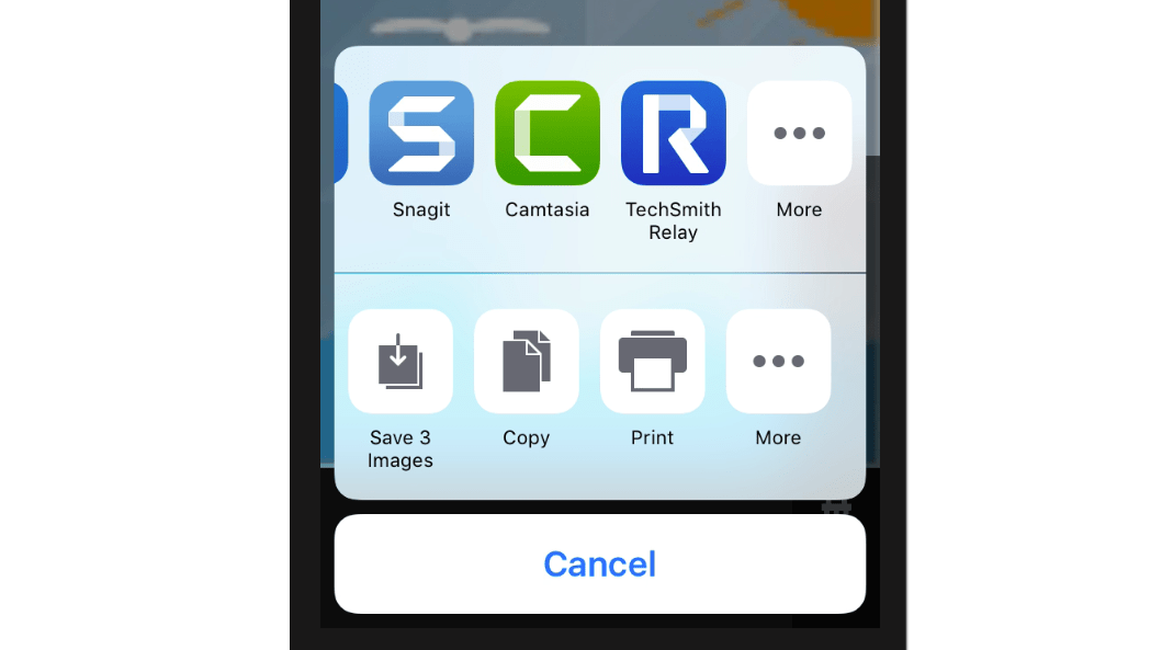 iPhone share menu