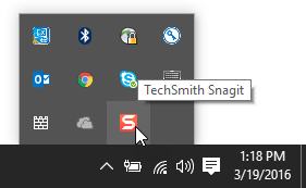 Icône Snagit dans la zone de notification