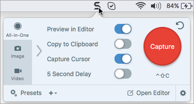 Fenêtre de capture Snagit pour Mac