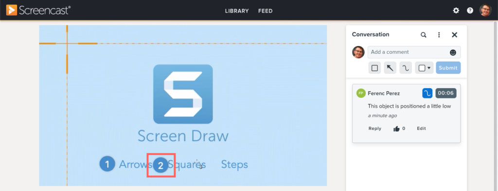 Contenu dans Screencast avec commentaire