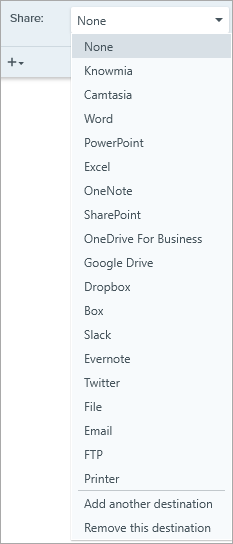 Options de partage dans Snagit Capture