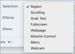 Liste déroulante Sélection sur Mac