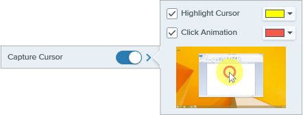 Optionen ‚Cursor hervorheben‘ und ‚Klick-Animation‘