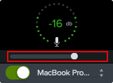 Camtasia Mac のマイク スライダー