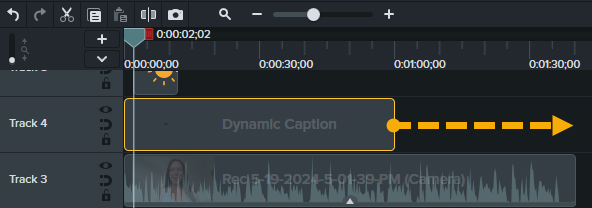 Faire glisser la fin du sous-titre pour prolonger sa durée dans le plan de montage