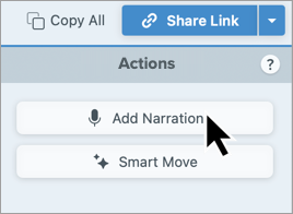 Bouton Ajouter un commentaire vocal dans le panneau Actions de Snagit sur Mac