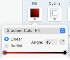 Option „Verlauf“ in den Eigenschaften für Füllen (Mac)