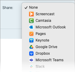Options de partage dans Snagit pour Mac