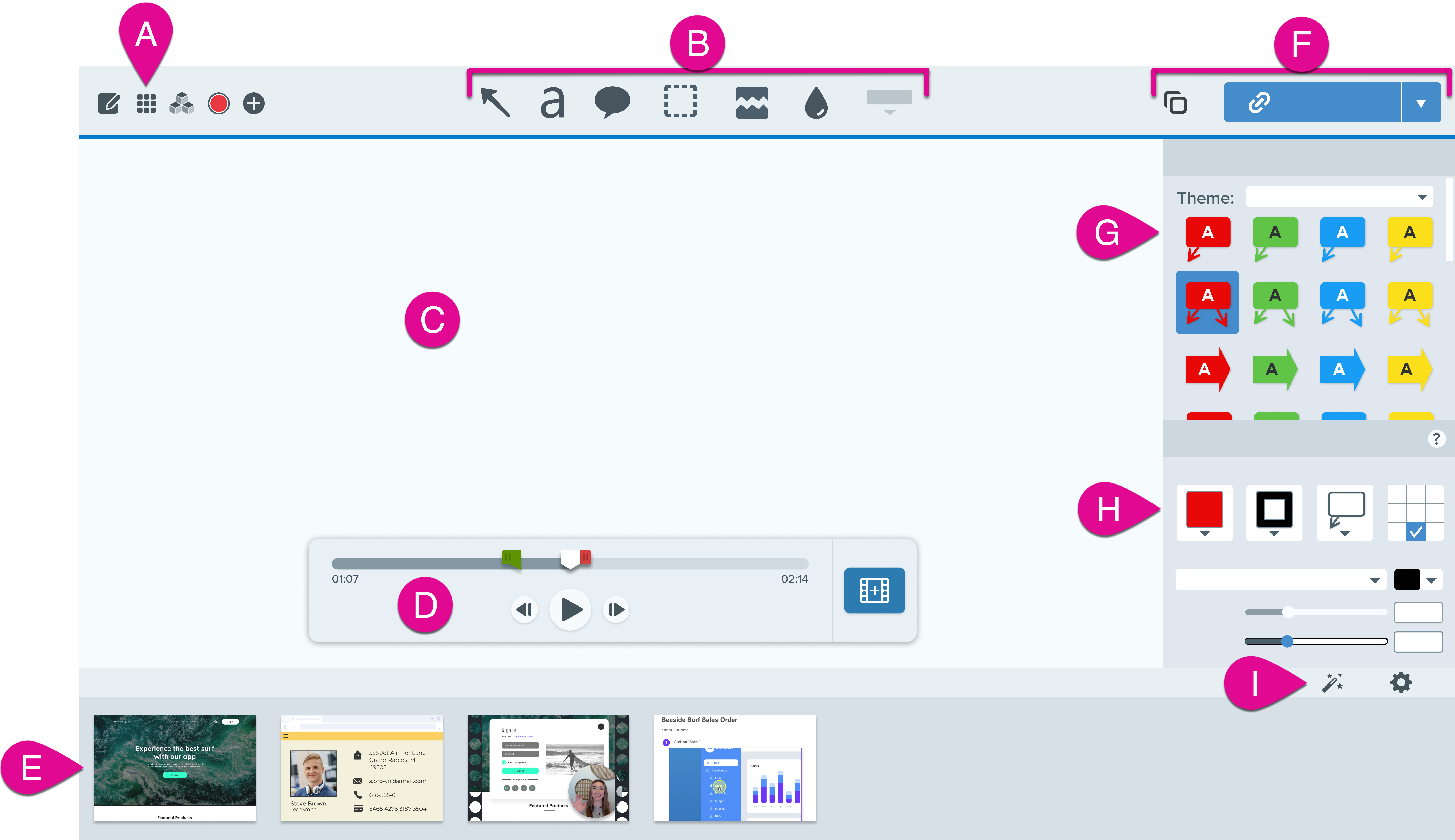 Snagit Editor mit Kennzeichnungen