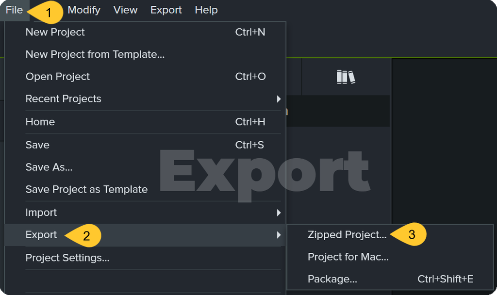 Gezipptes Projekt exportieren
