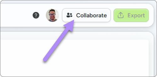 Screenshot of the Collaborate button in Camtasia online