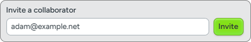 Screenshot of the collaborator invite field in Camtasia online