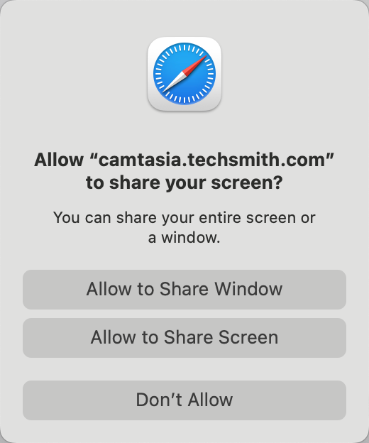 Safari screen share permission