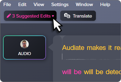 Screenshot of the Suggested Edits button