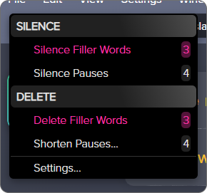 Screenshot of the Suggested Edits options
