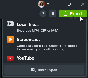 Export menu
