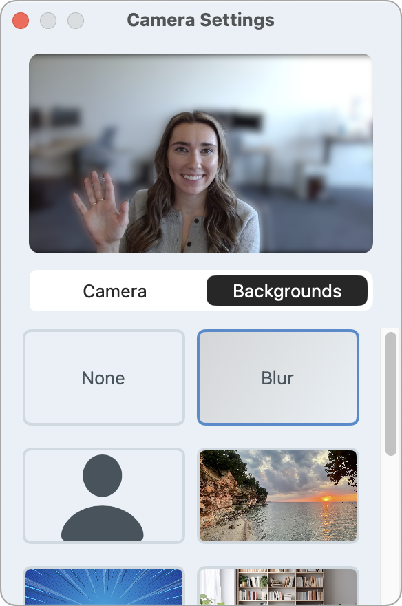 Réglages d’arrière-plan de caméra sur Mac