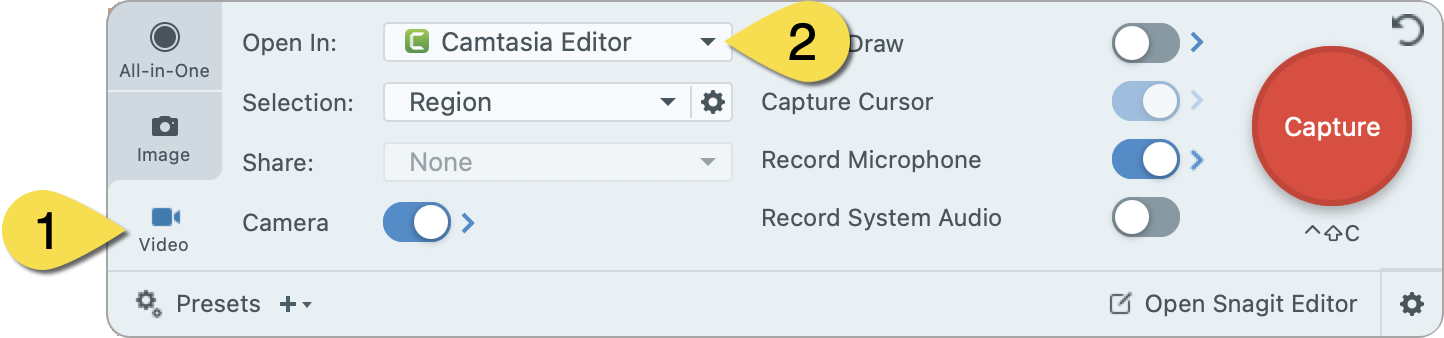 Graba un vídeo con Snagit para abrirlo en Camtasia Editor