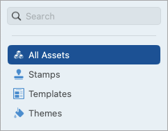 Snagit for Mac のアセット カテゴリ