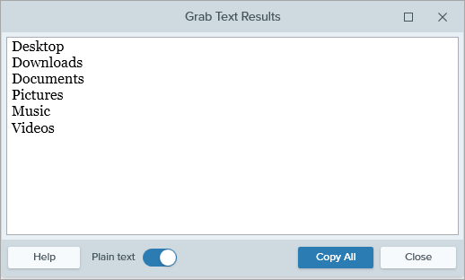 Dialog „Texterfassung – Ergebnis“