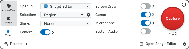 Video tab in Capture Window on Mac