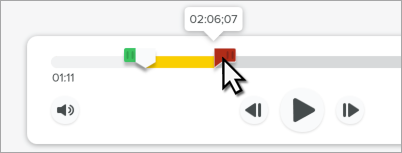 Der Endziehpunkt für die Auswahl rechts von der Positionsanzeige