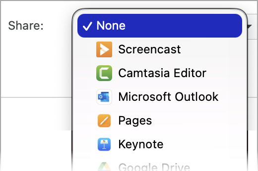 Opciones de uso compartido en Snagit para Mac