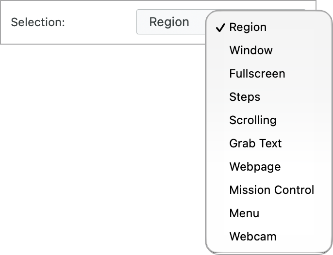 Auswahl-Dropdown-Menü für Mac