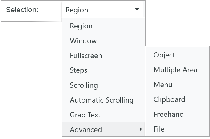 Auswahl-Dropdown-Menü für Windows
