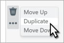 Option Dupliquer dans le menu Section