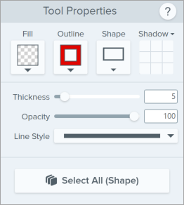 Shape tool properties on Windows