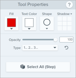 Propriétés de l’outil Étape sous Windows