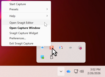 Snagit-Symbol in Benachrichtigungen