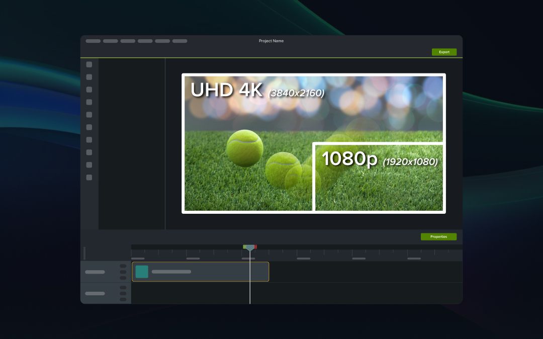 Visual representation of different recording sizes in the Camtasia editor.