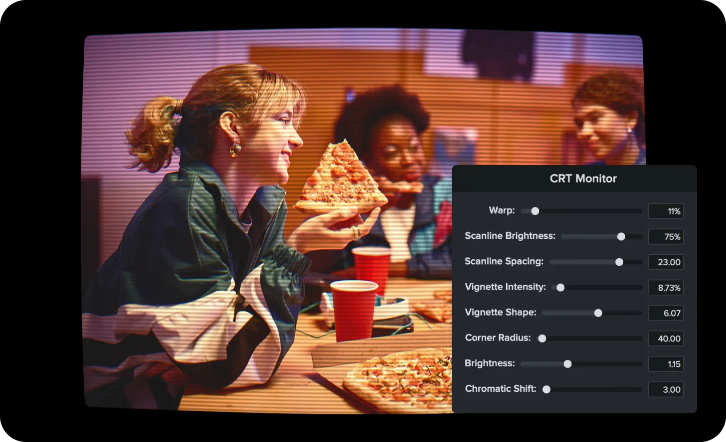 Image showing CRT Monitor effect settings and adjustments.