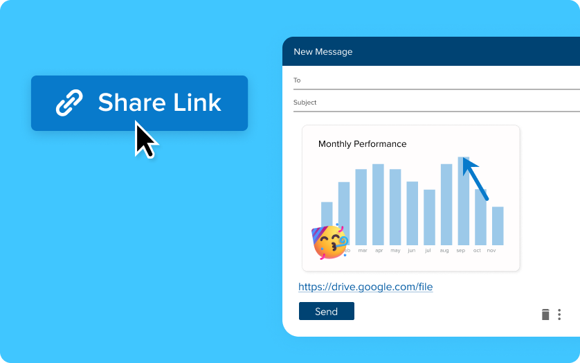 share link button sending email
