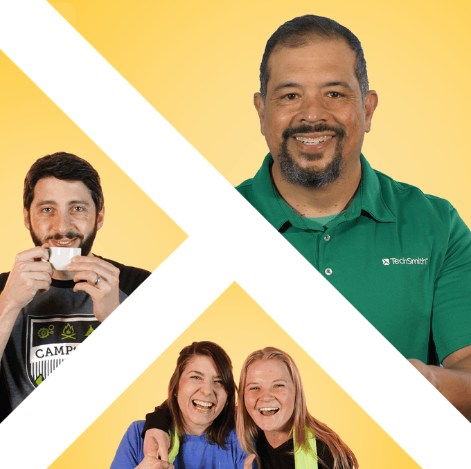 techsmith logo with employees smiling