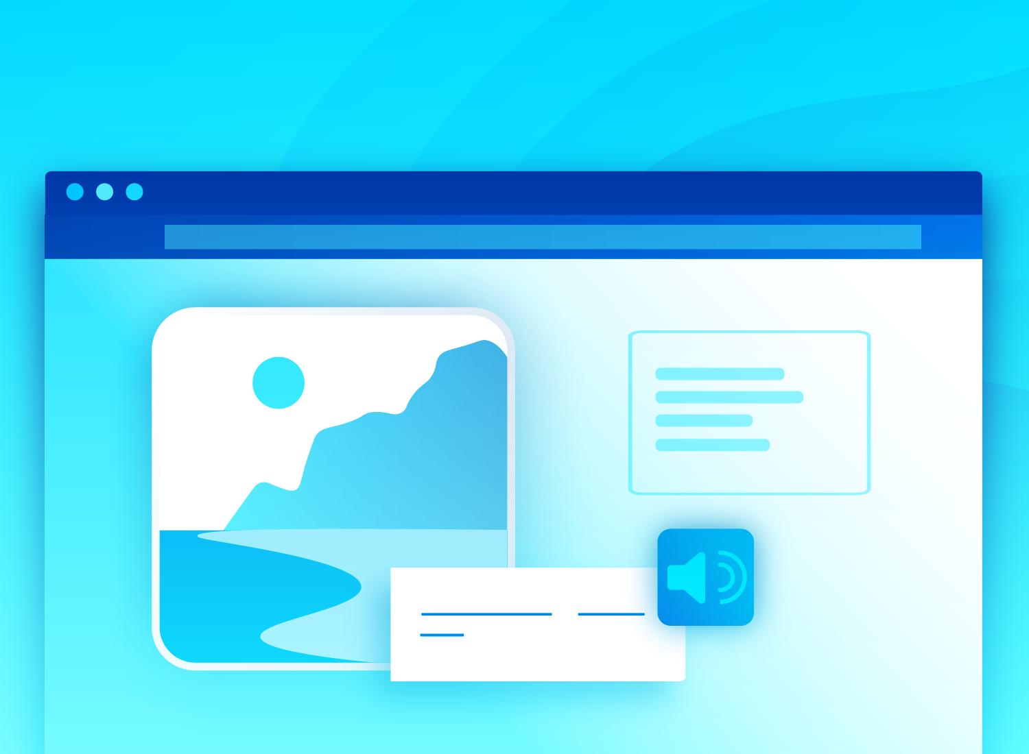 blue desktop with captions