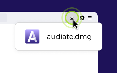 ブラウザー右上のダウンロード アイコンをクリックすると、インストーラー ファイルが表示される