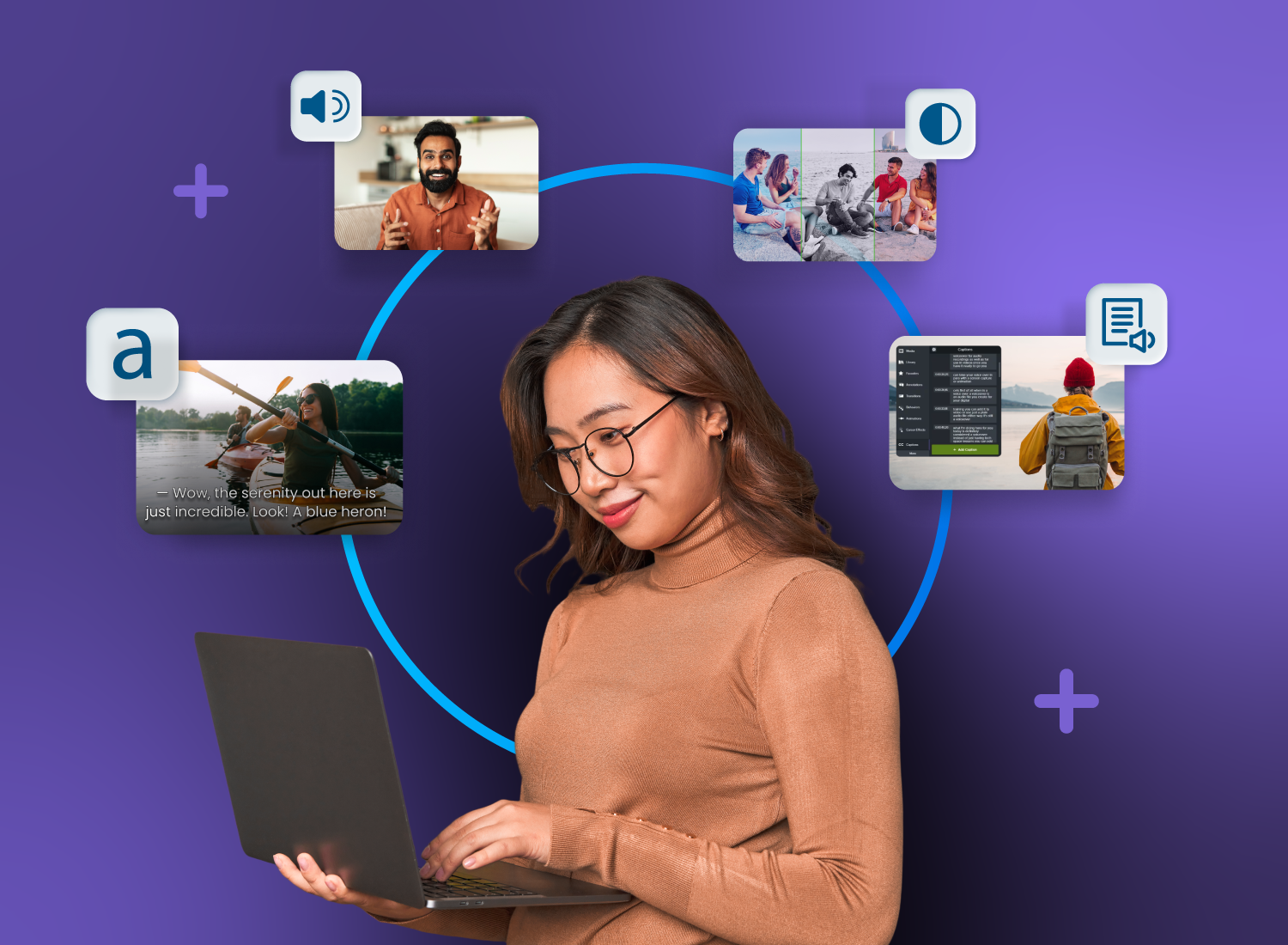 Woman looking at videos on a laptop