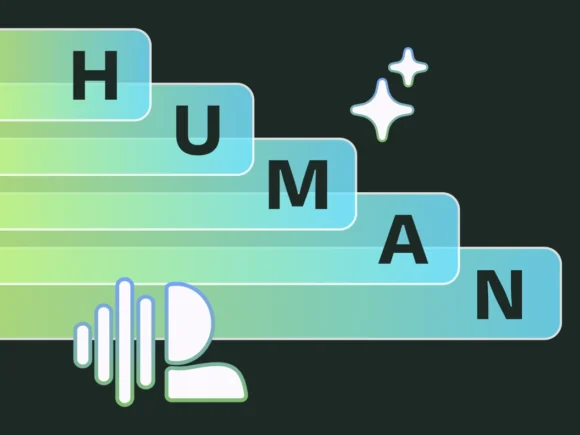Graphic showing the HUMAN acronym for improving AI content with human input.