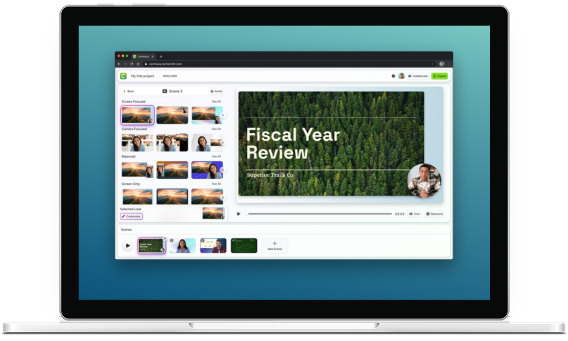 Laptop with Camtasia Online open