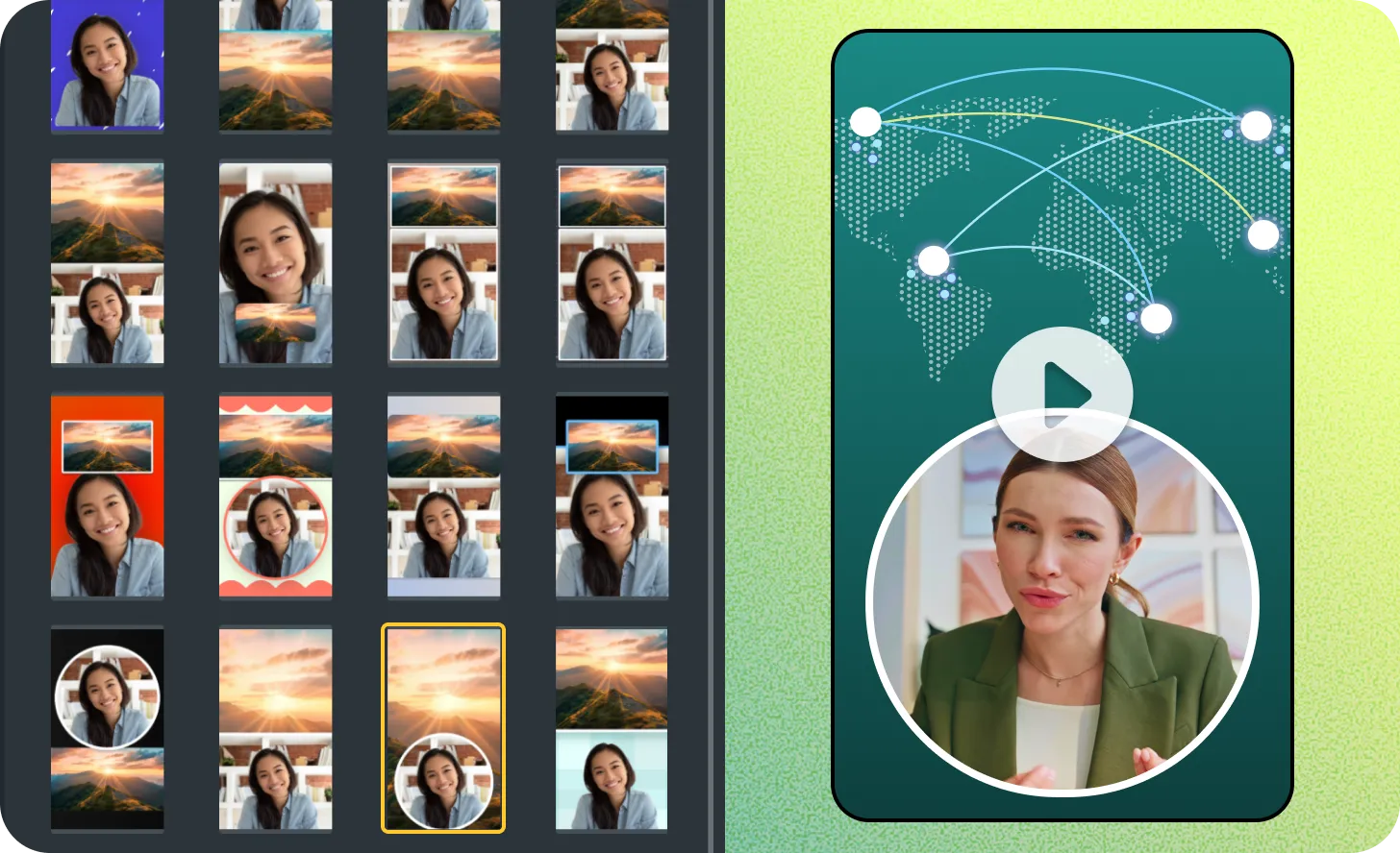 Vertical looks options in the Camtasia Rev screen.